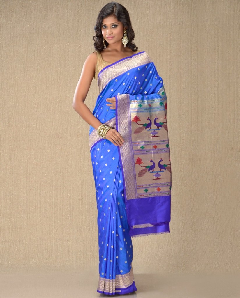 Benarsi peacock blue sari