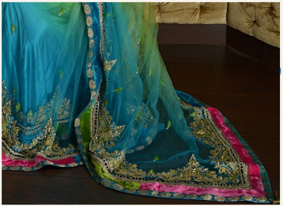 peacock colored sari