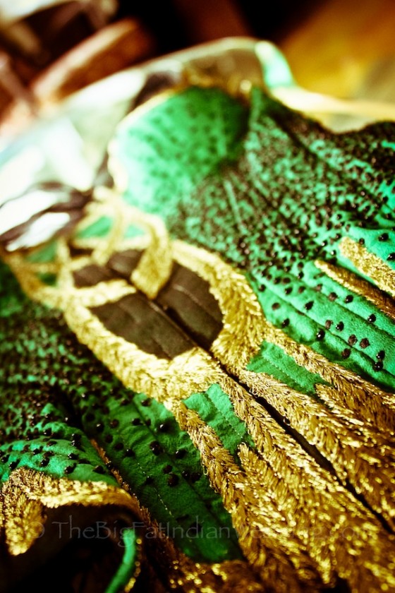 green and gold corset embroidery by Lascelles Symons