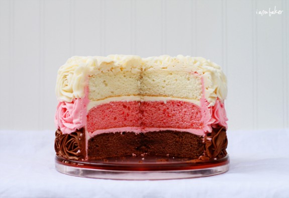 Neapolitan Rose Cake by I Am Baker