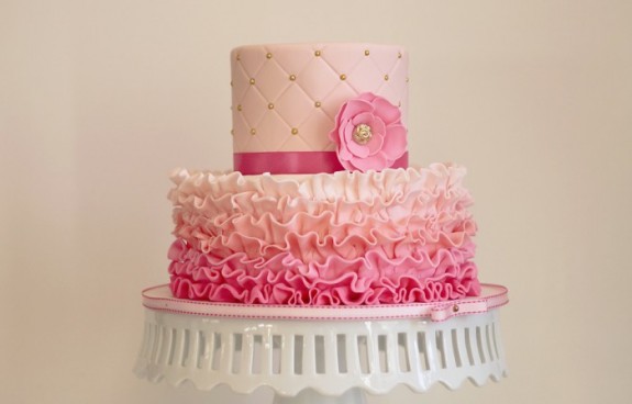 Pink Ombre Cake Ruffles by Couture Cakery