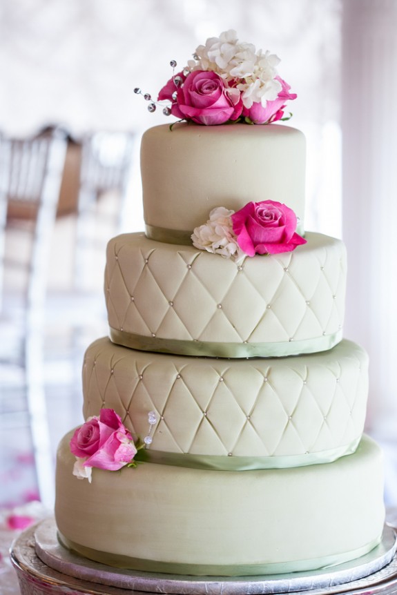 Pink & Pistachio Wedding Cake - Kimberly Photography