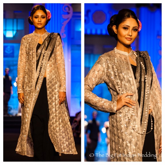 Kotwara Meera Muzaffar Ali Black Gold Fusion Sari Sharara