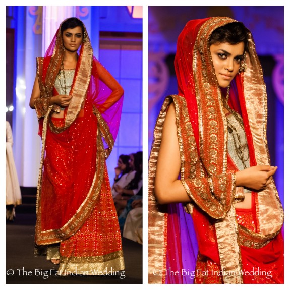 Kotwara Meera Muzaffar Red Gold Lengha