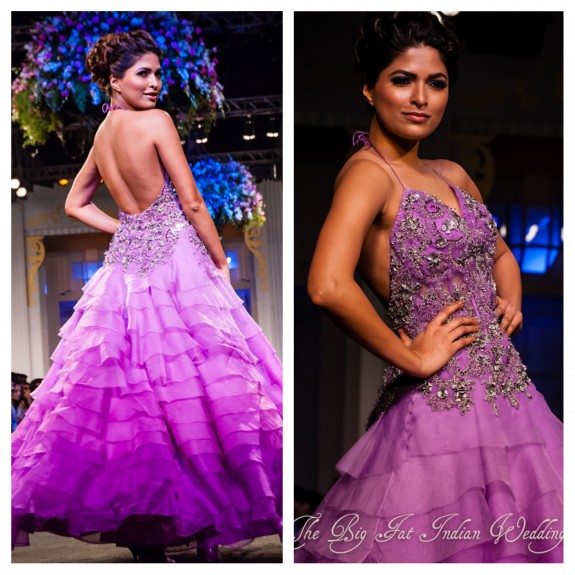 Mandira Wirk Purple Ombre Ruffle Wedding Dress