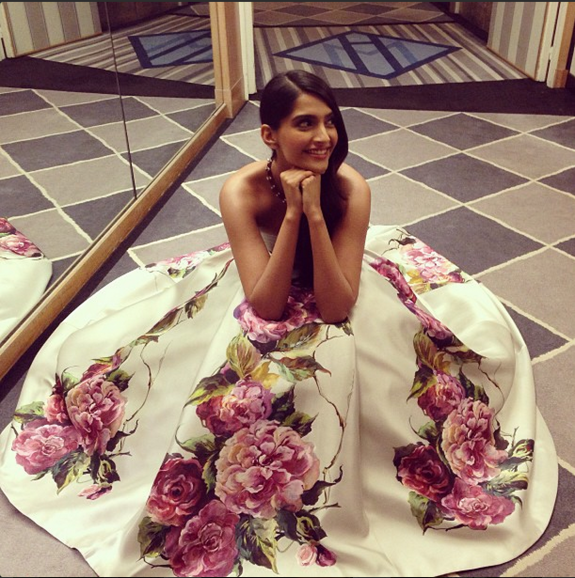 Sonam Kapoor Flower Dress Cannes