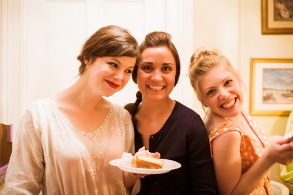 Yeah..this is me and 2 of my bridesmaids doing dishes and dishing up dessert at the rehearsal dinner. Oh! Yeah! That's an original 1920s dress I'm wearing. 