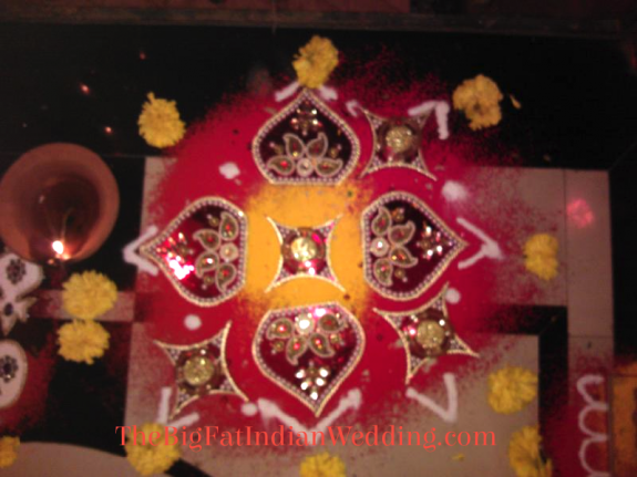 Red Yellow Rangoli Art