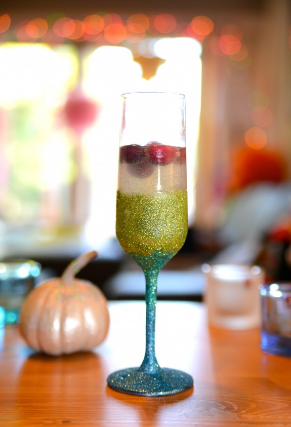 Peacock Glitter Glass