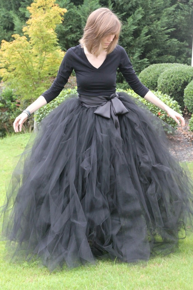 black sash tulle skirt - MirelaOlariu