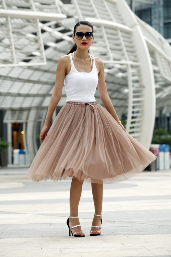 tea length tulle skirt - Sophiaclothing