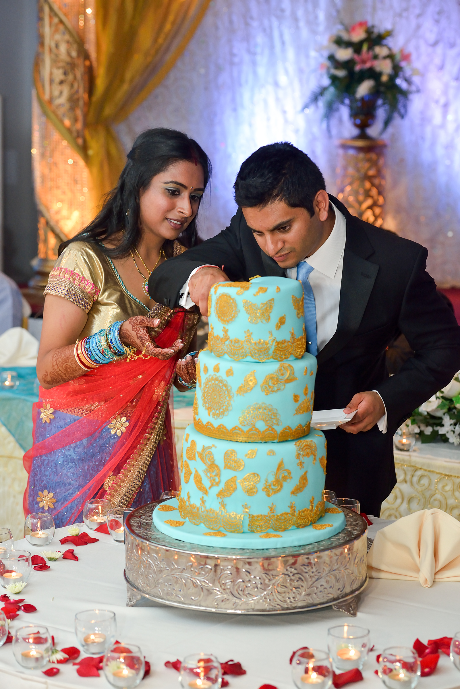 Blue Gold Indian Gujarati Wedding Georgia 21